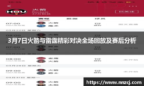 3月7日火箭与雷霆精彩对决全场回放及赛后分析
